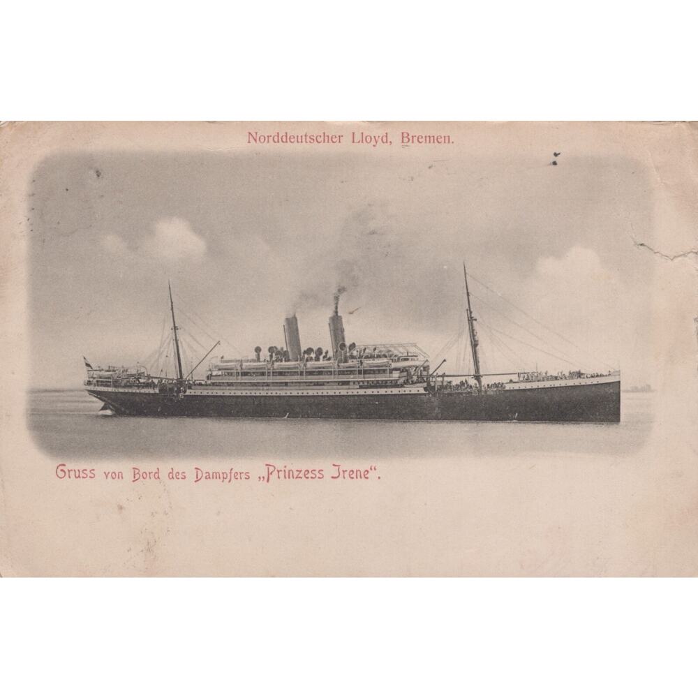 Gruss Von Bord Des Dampfers SS Prinzess Irene 1906 Postcard